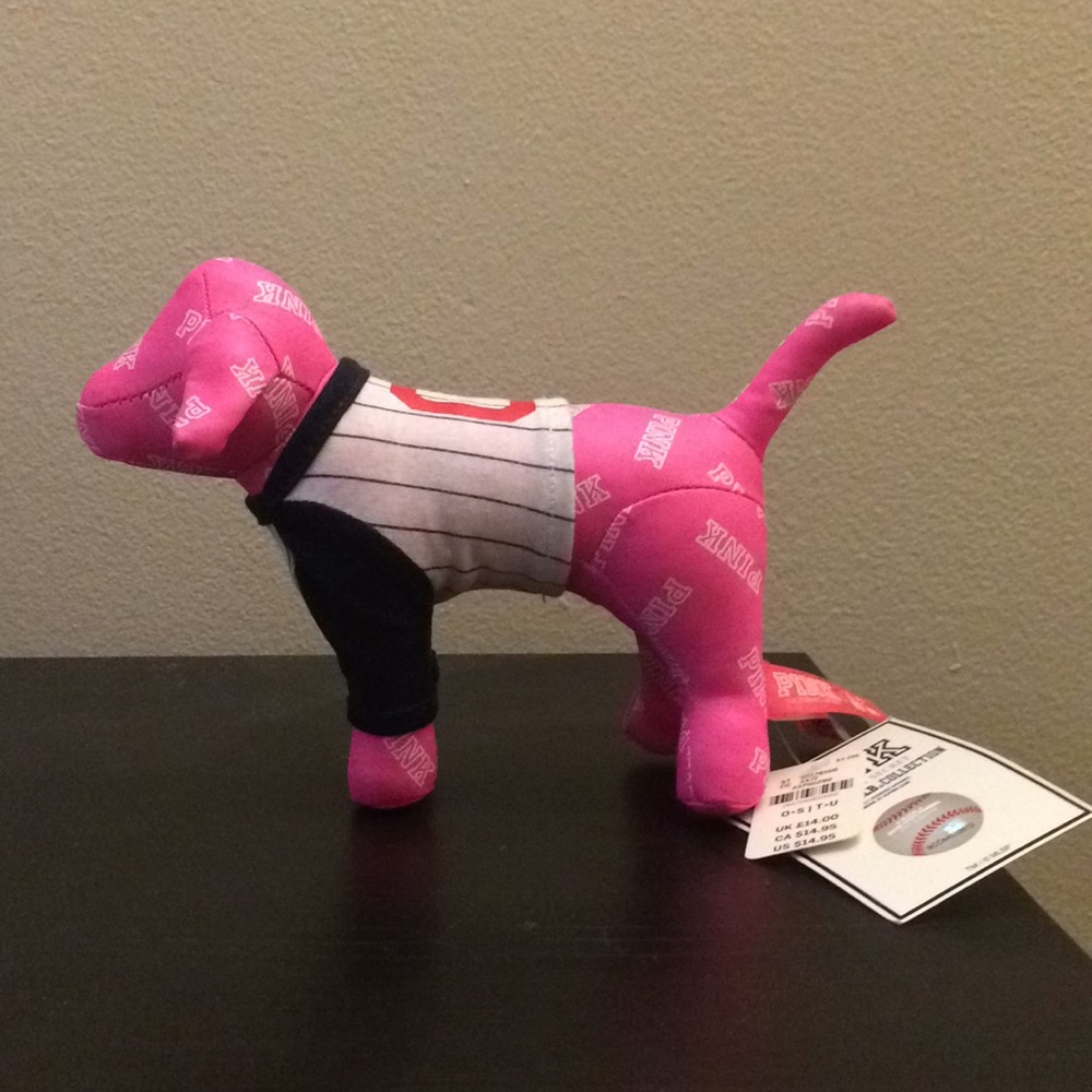 PINK plush dog—Cleveland Indians Logo